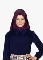 Tesettür giyim LACİVERT T 5538 Omuz Ve Kol Kısmı Güpürlü Bluz