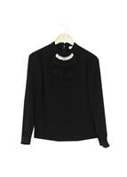 Vêtements hijab NOIR BLOUSE DÉTAIL COL 5571