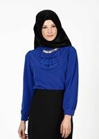Vêtements hijab BLEU MARINE BLOUSE DÉTAIL COL 5571