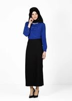 Vêtements hijab BLEU MARINE BLOUSE DÉTAIL COL 5571