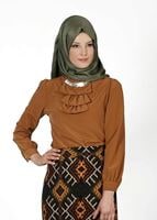 Vêtements hijab BRUN BLOUSE DÉTAIL COL 5571
