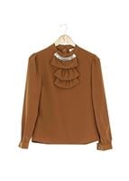 Vêtements hijab BRUN BLOUSE DÉTAIL COL 5571