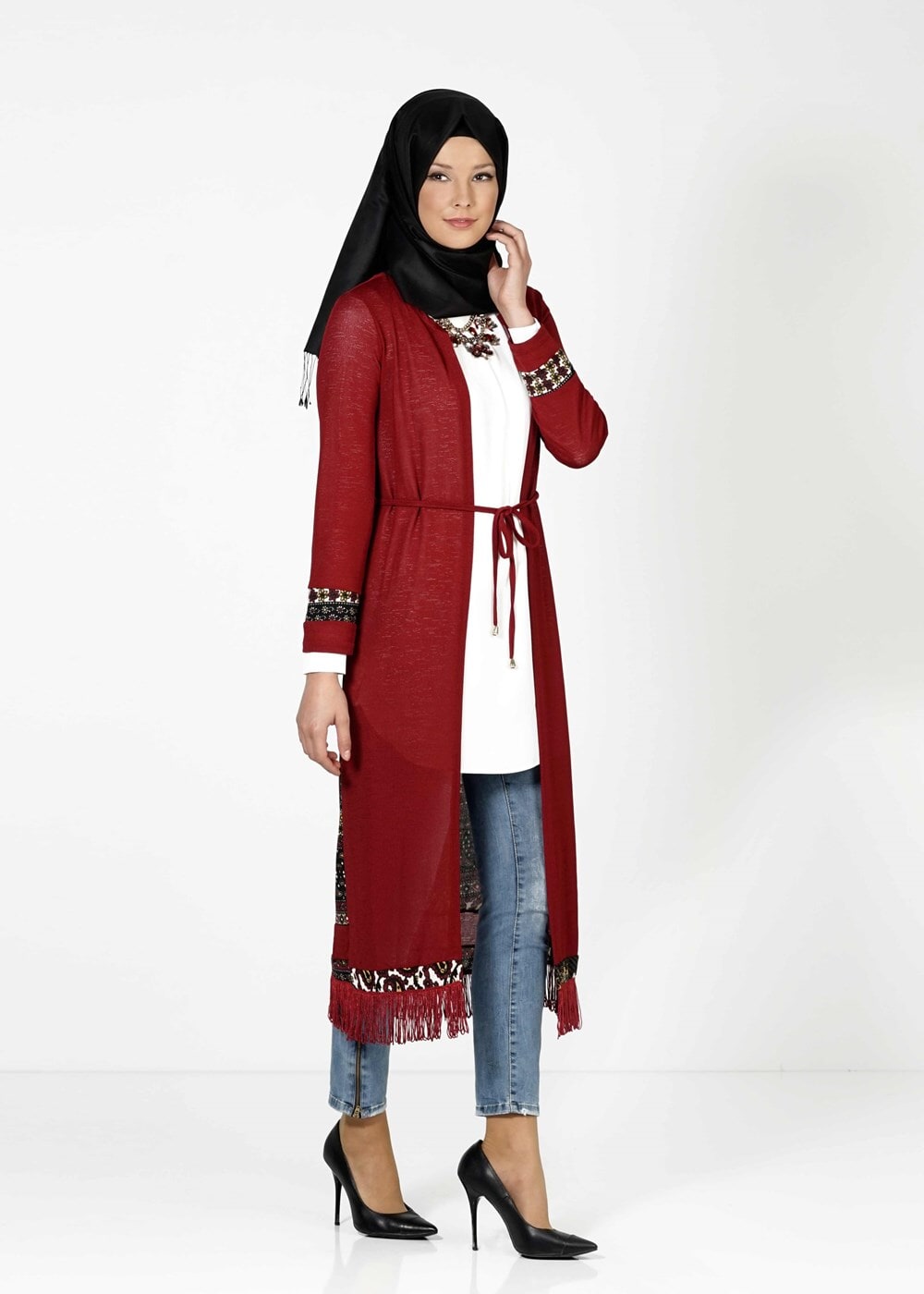 Tesettür giyim BORDO 1396 HIRKA