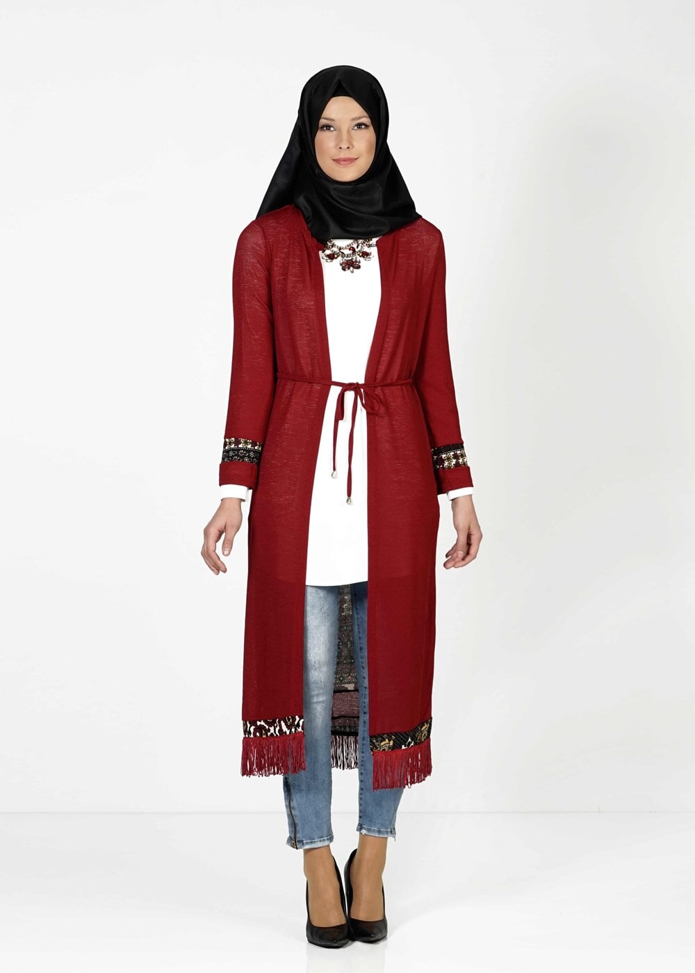 Tesettür giyim BORDO 1396 HIRKA