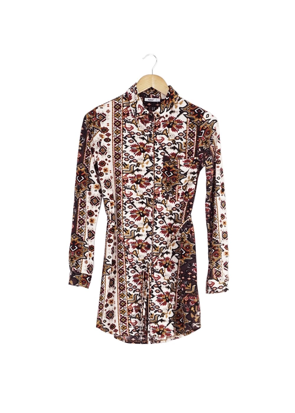 Tesettür giyim EKRU ETNİK DESENLİ BLUZ 1428 