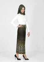 Tesettür giyim HAKİ 6010 ETEK