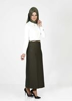 Tesettür giyim HAKİ 3488-1 ETEK