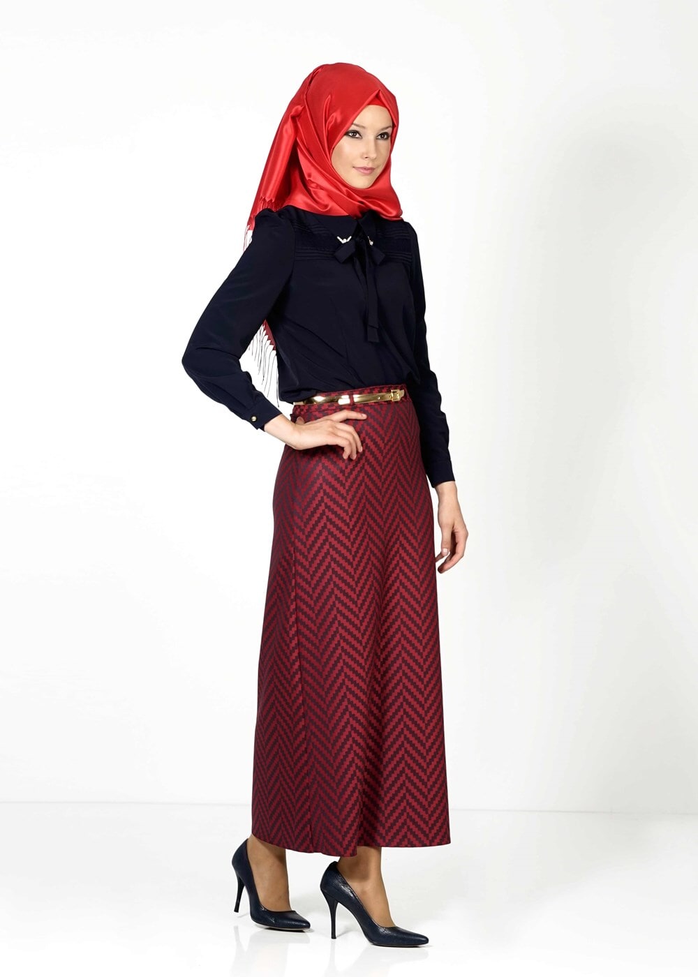 Tesettür giyim LACİVERT 3488-1 ETEK