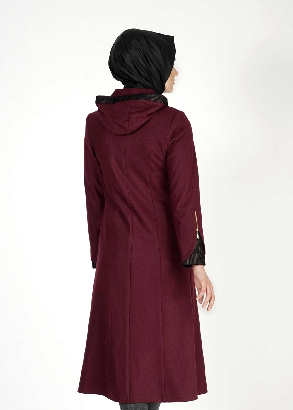 Tesettür giyim MÜRDÜM KAPÜŞONLU KEÇE KABAN 2087