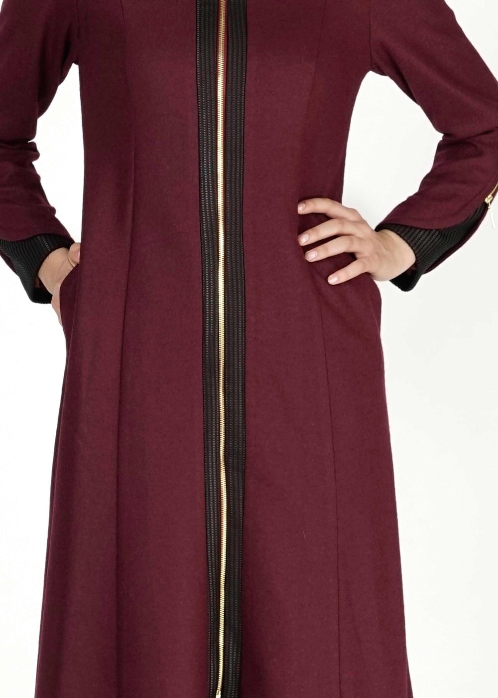 Tesettür giyim MÜRDÜM KAPÜŞONLU KEÇE KABAN 2087