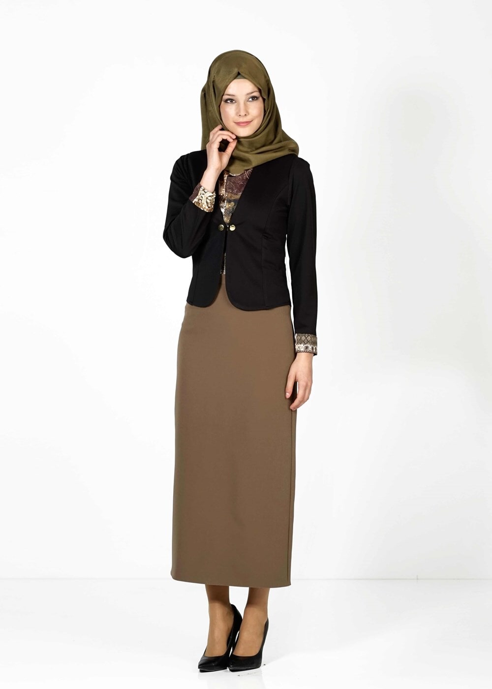 Tesettür giyim SİYAH 6585 CEKET & BLUZ