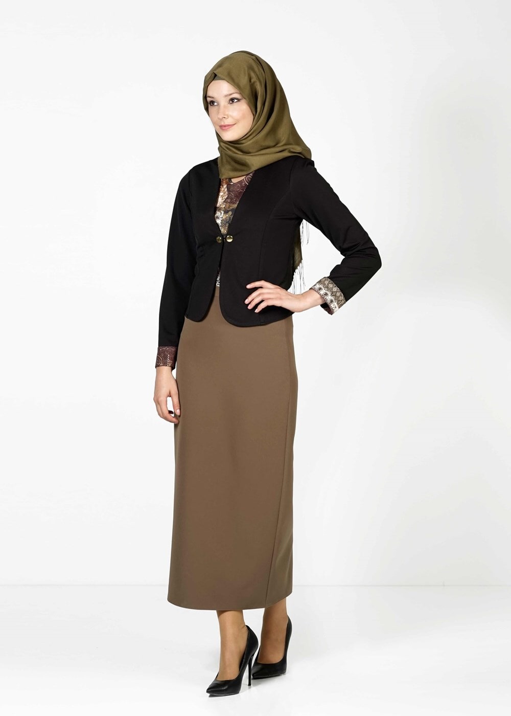 Tesettür giyim SİYAH 6585 CEKET & BLUZ