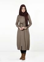 Tesettür giyim KAHVE FERMUARLI KAPÜŞONLU TRENÇKOT 0266 