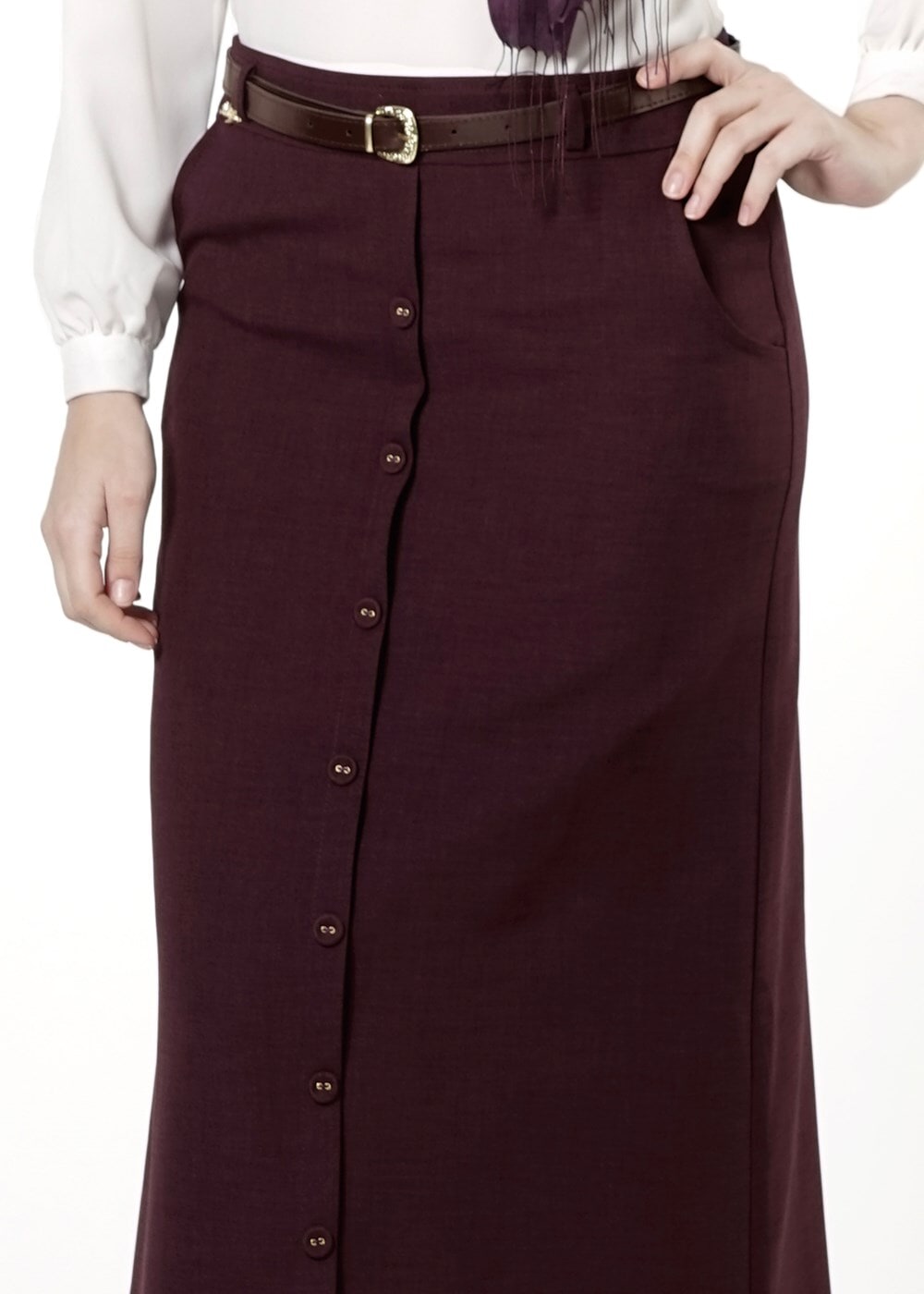 Tesettür giyim BORDO 394 ETEK