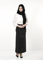 Tesettür giyim SİYAH DESENLİ ETEK 397 