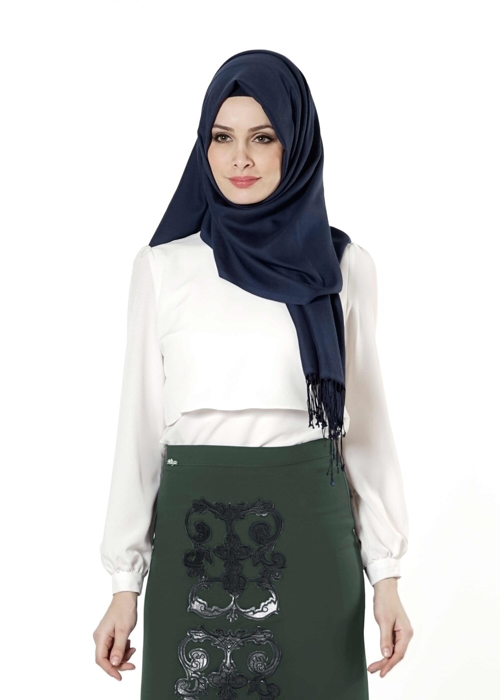 Tesettür giyim HAKİ DESENLİ ETEK 397 