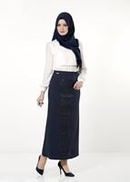 Tesettür giyim LACİVERT DESENLİ ETEK 397 