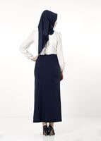 Tesettür giyim LACİVERT DESENLİ ETEK 397 