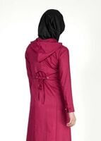 Tesettür giyim MOR KAPÜŞONLU FERMUARLI TRENÇKOT 7329 