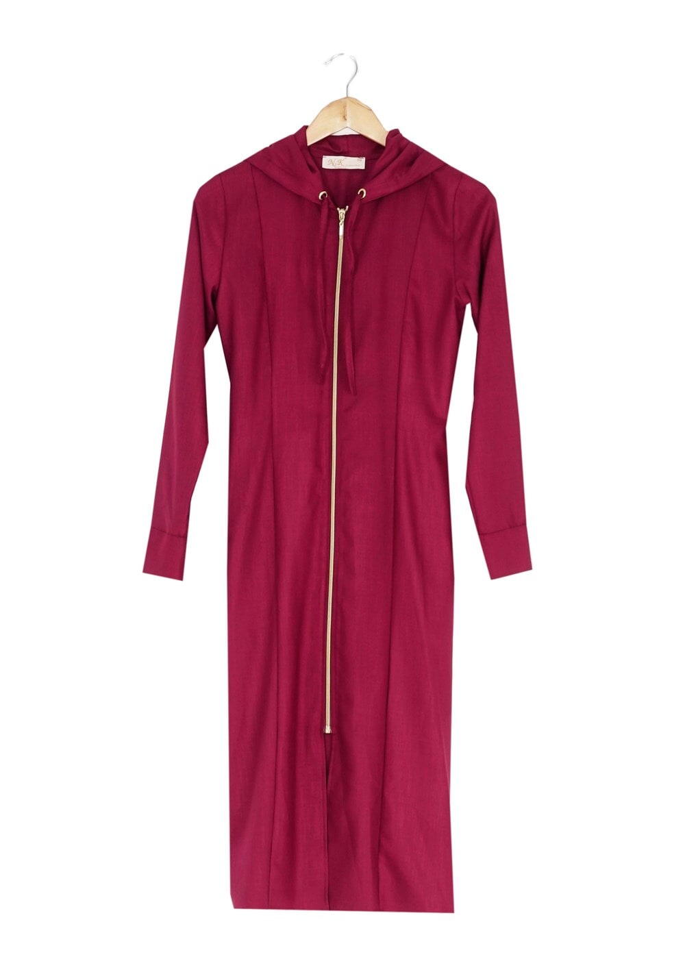 Tesettür giyim MOR KAPÜŞONLU FERMUARLI TRENÇKOT 7329 