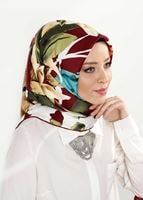 Tesettür giyim BEYAZ T 27615 Çiçek Desenli Eşarp
