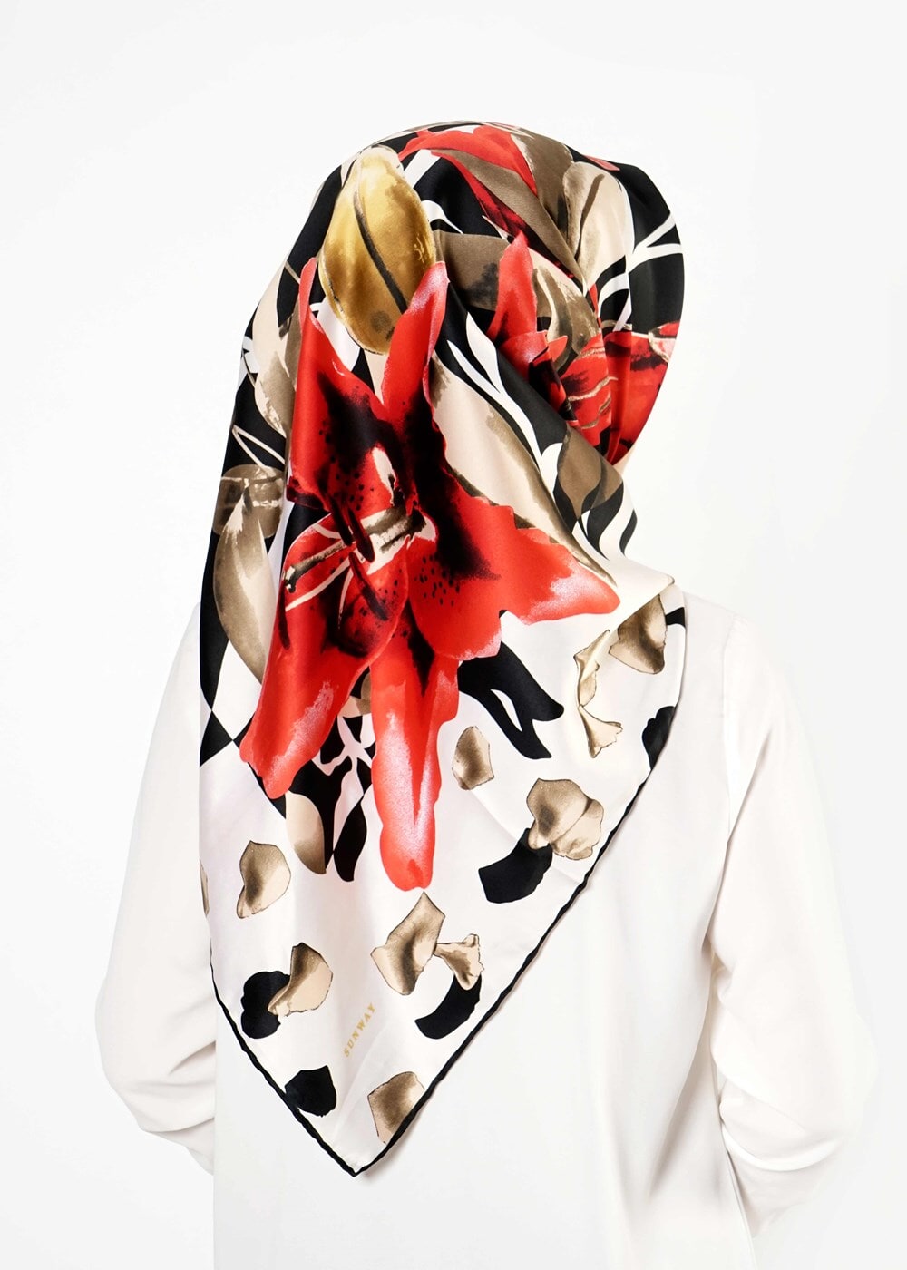 Tesettür giyim KREM T 27615 Çiçek Desenli Eşarp