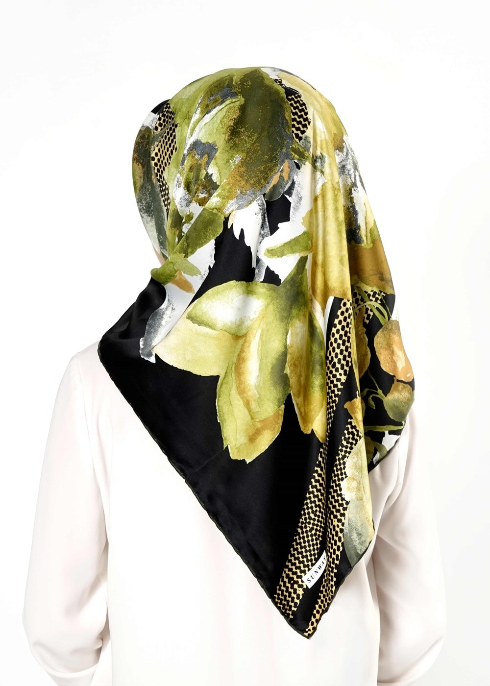 Tesettür giyim YEŞİL T 27617 Çiçek Desenli Eşarp