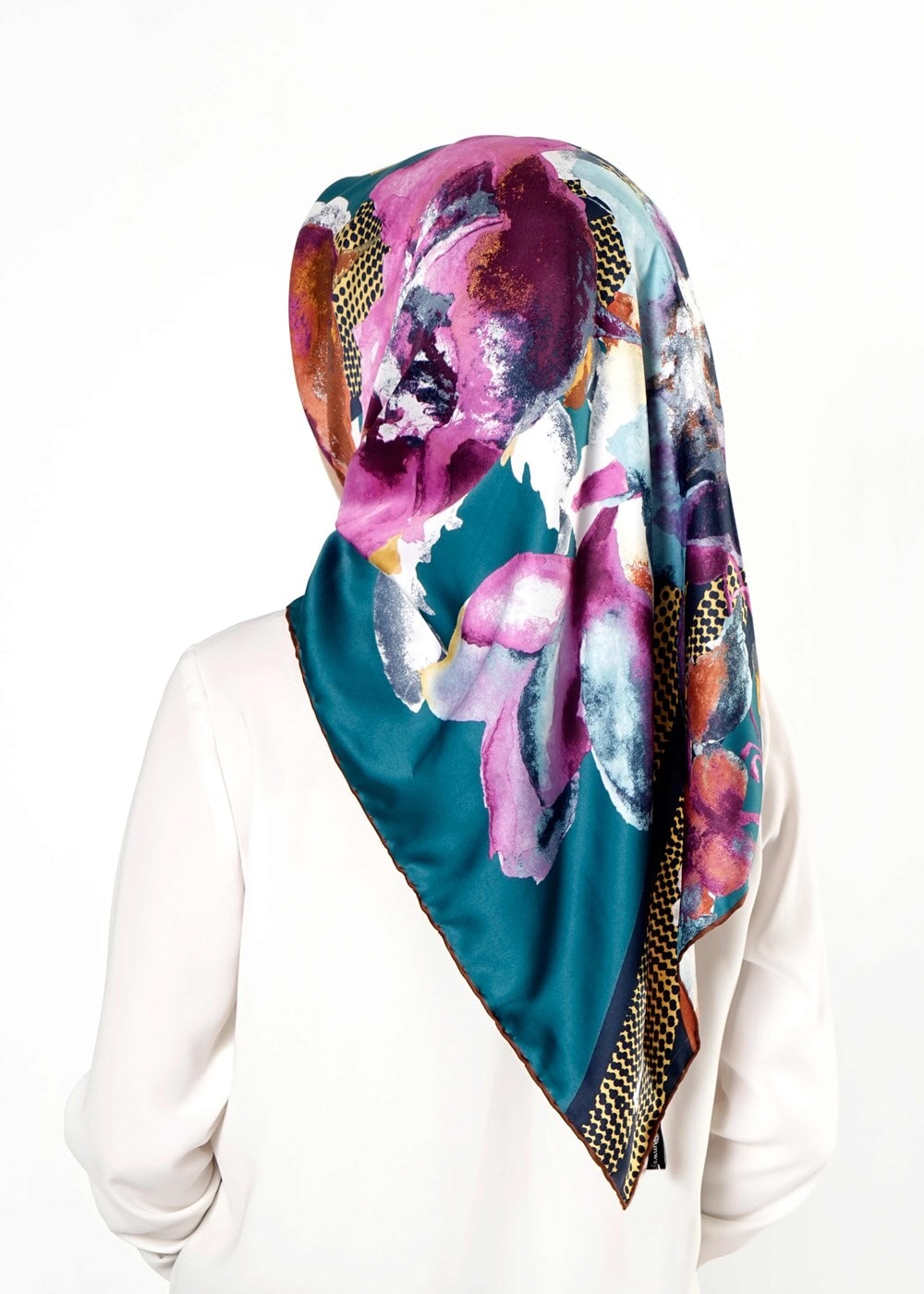 Tesettür giyim MAVİ T 27617 Çiçek Desenli Eşarp