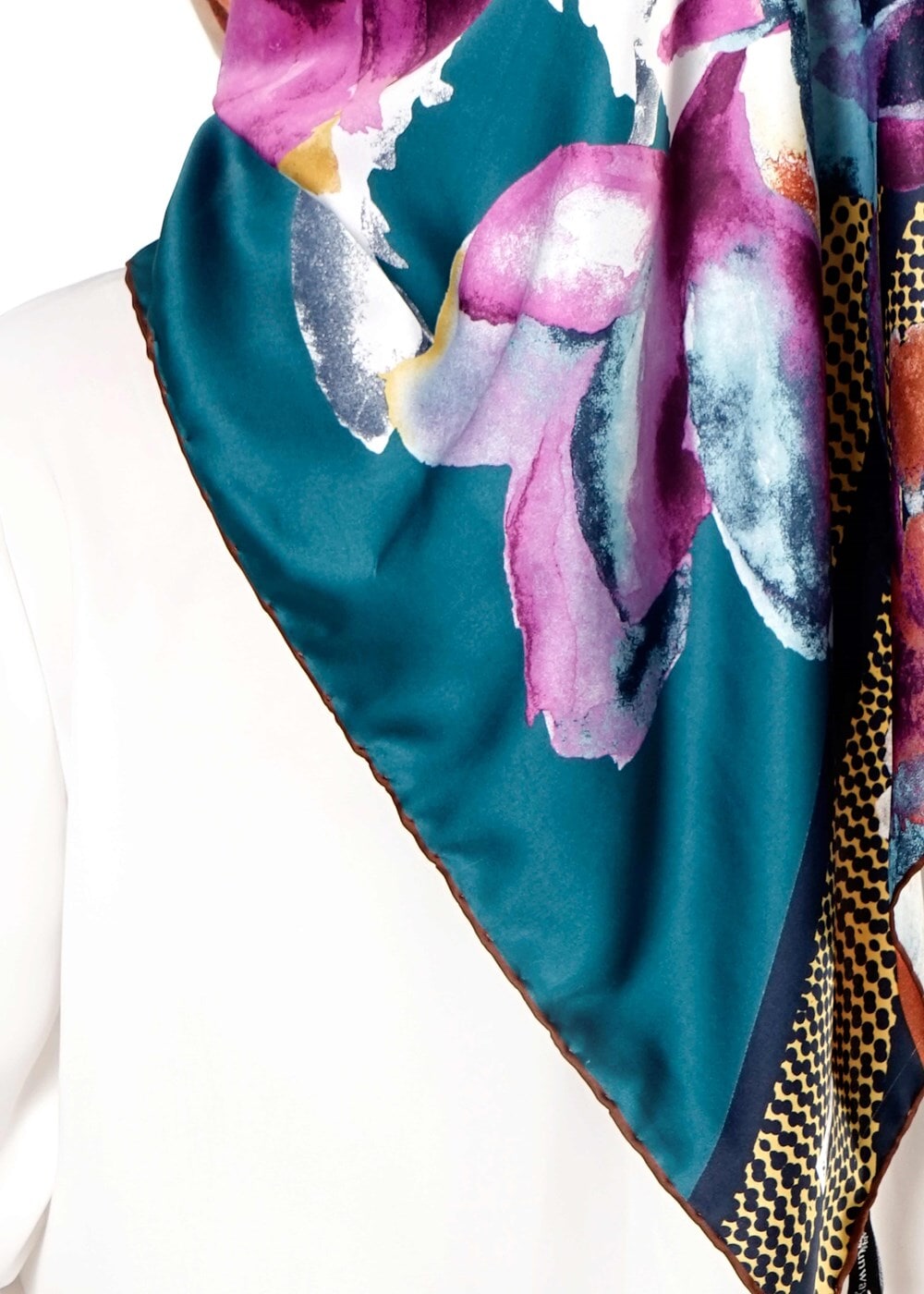 Tesettür giyim MAVİ T 27617 Çiçek Desenli Eşarp