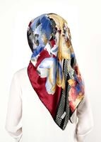 Tesettür giyim BORDO T 27617 Çiçek Desenli Eşarp