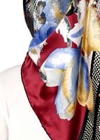 Tesettür giyim BORDO T 27617 Çiçek Desenli Eşarp