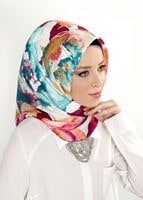 Tesettür giyim FUŞYA T 27617 Çiçek Desenli Eşarp