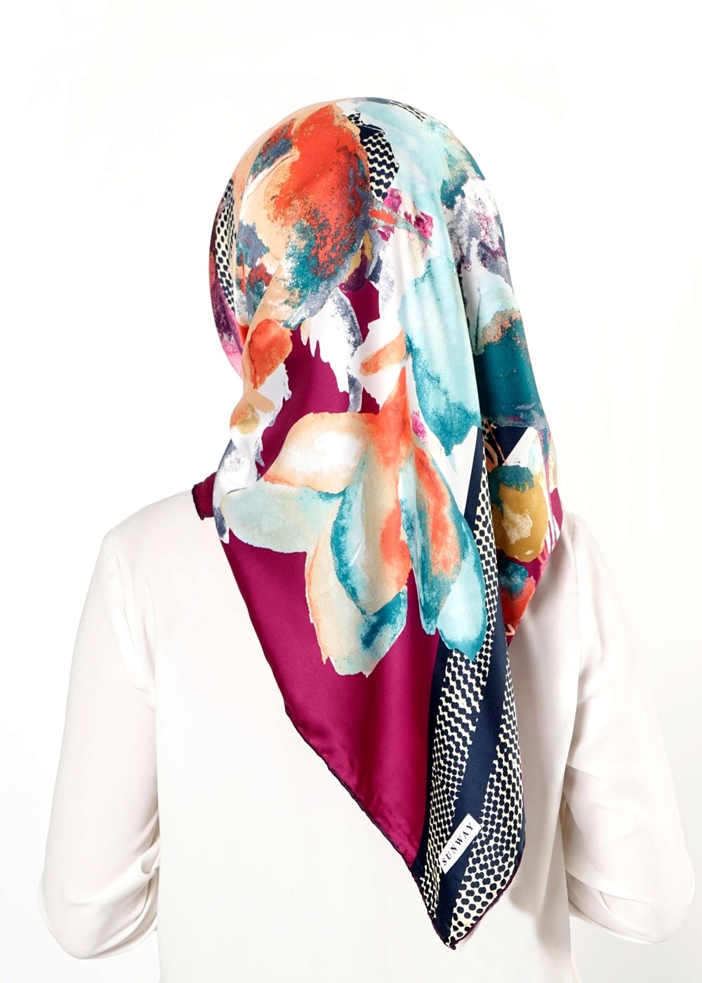 Tesettür giyim FUŞYA T 27617 Çiçek Desenli Eşarp