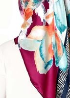 Tesettür giyim FUŞYA T 27617 Çiçek Desenli Eşarp