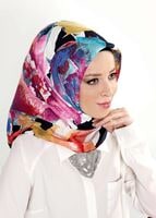 Tesettür giyim LACİVERT T 27617 Çiçek Desenli Eşarp