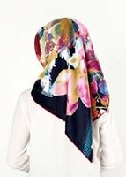 Tesettür giyim LACİVERT T 27617 Çiçek Desenli Eşarp