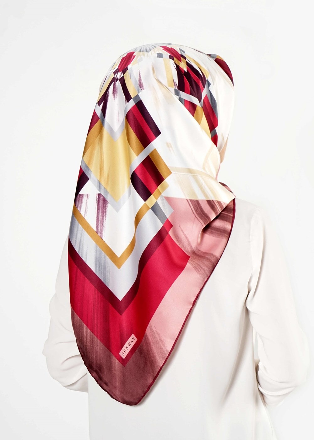 Tesettür giyim PUDRA T 27618 Geometrik Desenli Eşarp