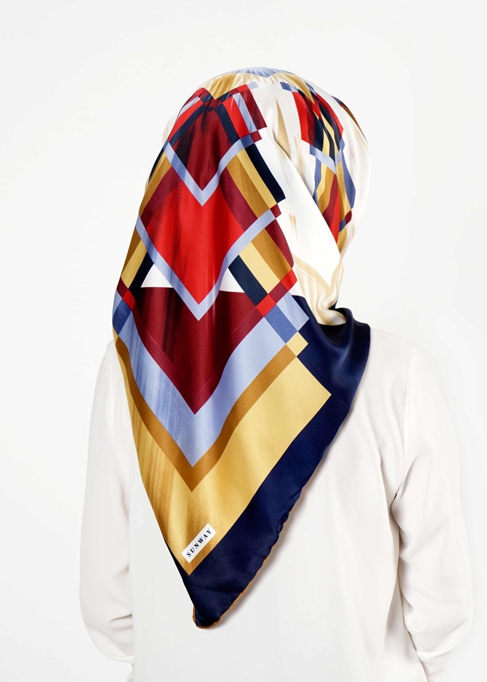 Tesettür giyim LACİVERT T 27618 Geometrik Desenli Eşarp