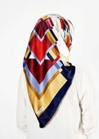 Tesettür giyim LACİVERT T 27618 Geometrik Desenli Eşarp