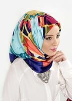 Tesettür giyim LACİVERT T 27618 Geometrik Desenli Eşarp