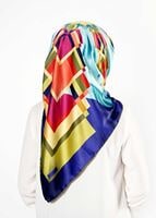 Tesettür giyim LACİVERT T 27618 Geometrik Desenli Eşarp