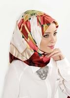 Tesettür giyim BORDO T 27618 Geometrik Desenli Eşarp