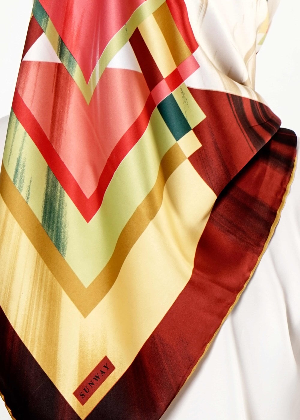 Tesettür giyim BORDO T 27618 Geometrik Desenli Eşarp