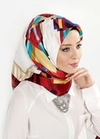 Tesettür giyim BORDO T 27618 Geometrik Desenli Eşarp