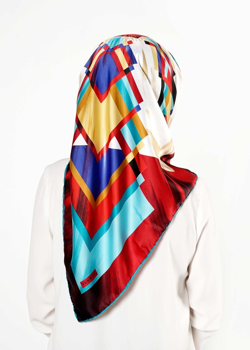 Tesettür giyim BORDO T 27618 Geometrik Desenli Eşarp