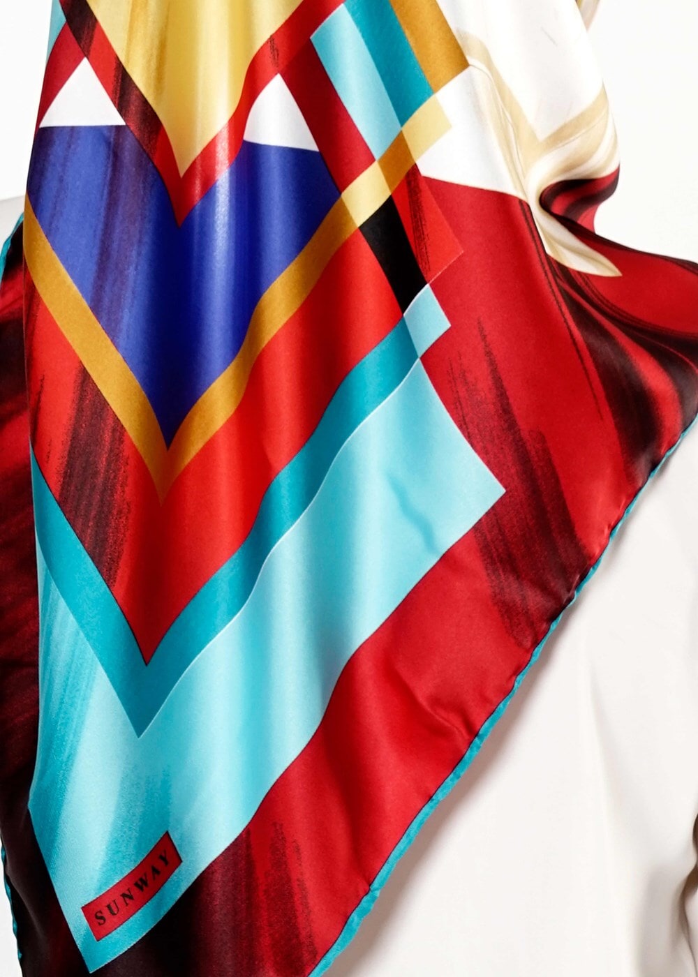 Tesettür giyim BORDO T 27618 Geometrik Desenli Eşarp