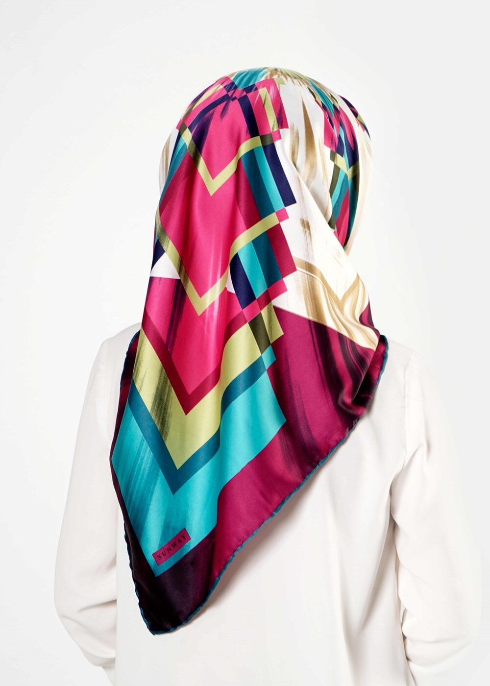 Tesettür giyim FUŞYA T 27618 Geometrik Desenli Eşarp