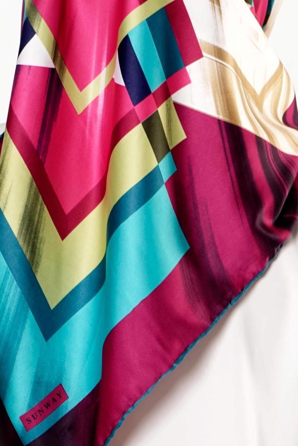 Hijab-Kleidung FUCHSIE T 27618 Geometrik Desenli Eşarp - TRENDTESETTÜR