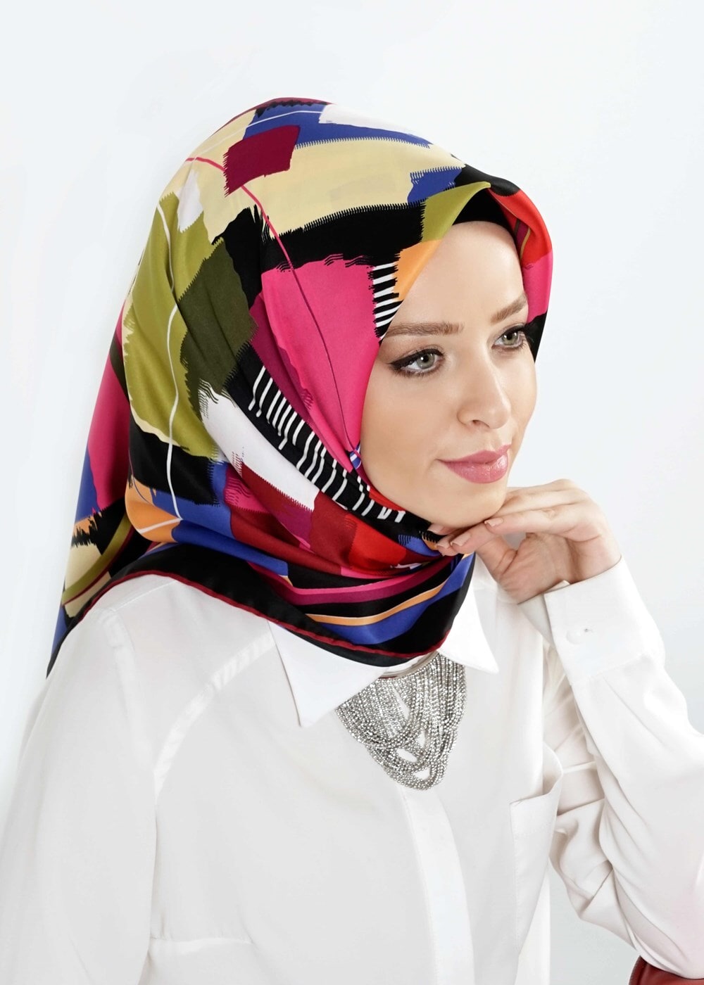 Tesettür giyim SİYAH T 27619 Geometrik Desen Eşarp