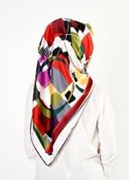 Tesettür giyim KREM T 27619 Geometrik Desen Eşarp